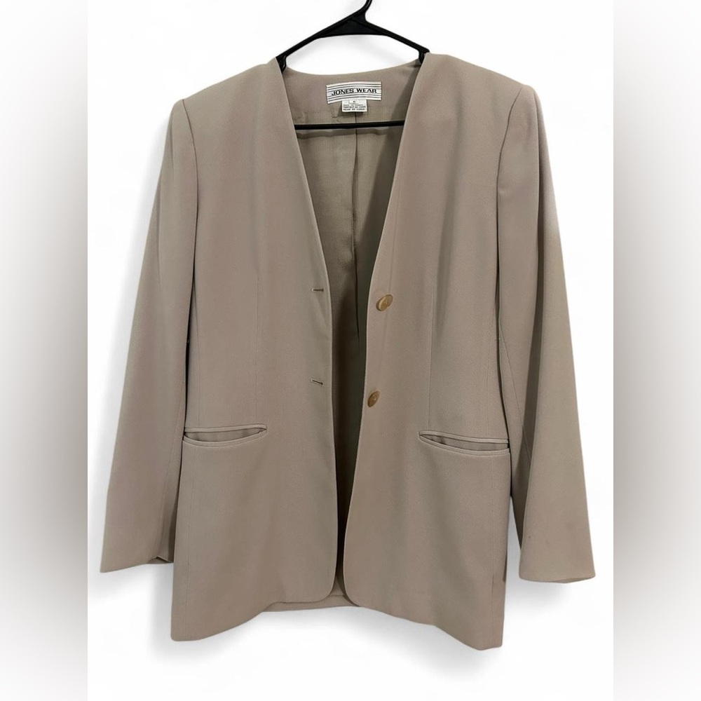Jones Wear Tan Blazer Relaxed Fit Suit Jacket
